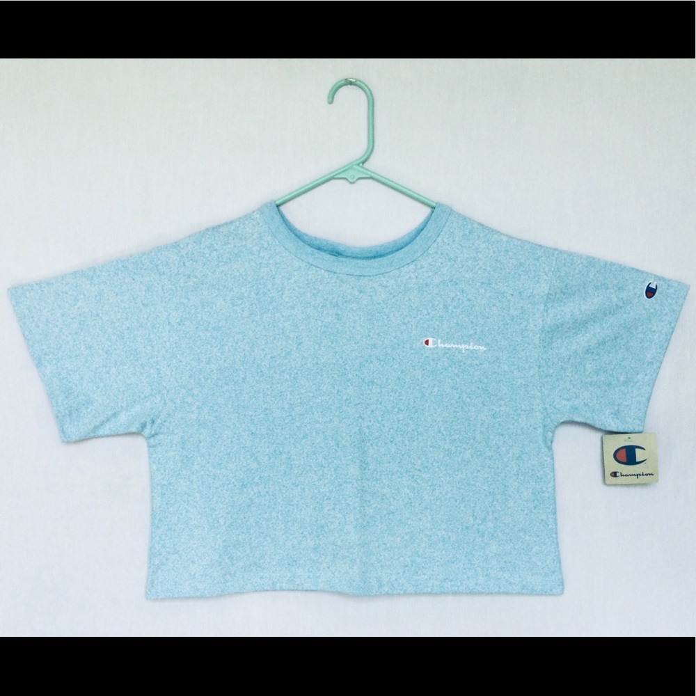 Champion,crop top,blue,Medium,heather,marl,mottled